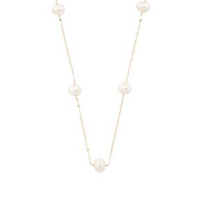 COTE D`OR Gold/Pearl 14kt Gold Freshwater Pearl Tin Cup Necklace
